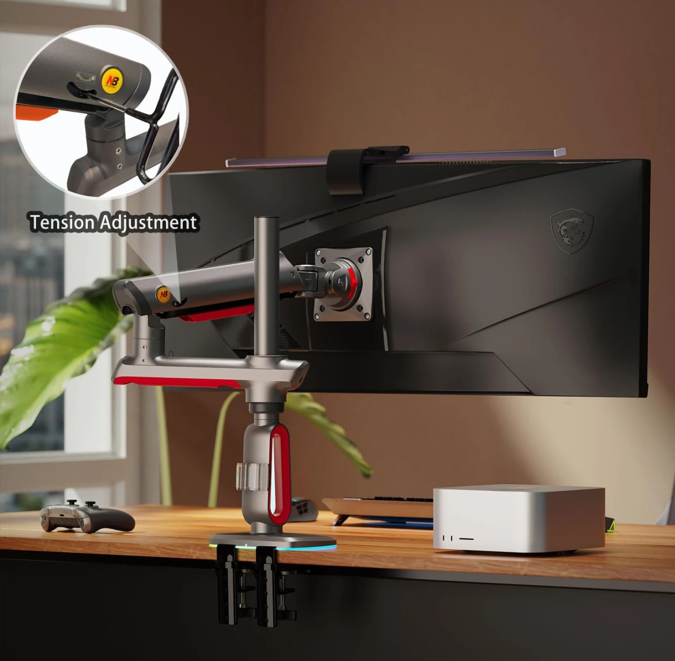 NB North Bayou L70 Gaming Monitor-Arm-Arm RGB Mount-32 بوصة تصل إلى 60 بوصة-Vesa 75/100 مم-حمولة حامل ثقيلة تصل إلى 20 كجم
