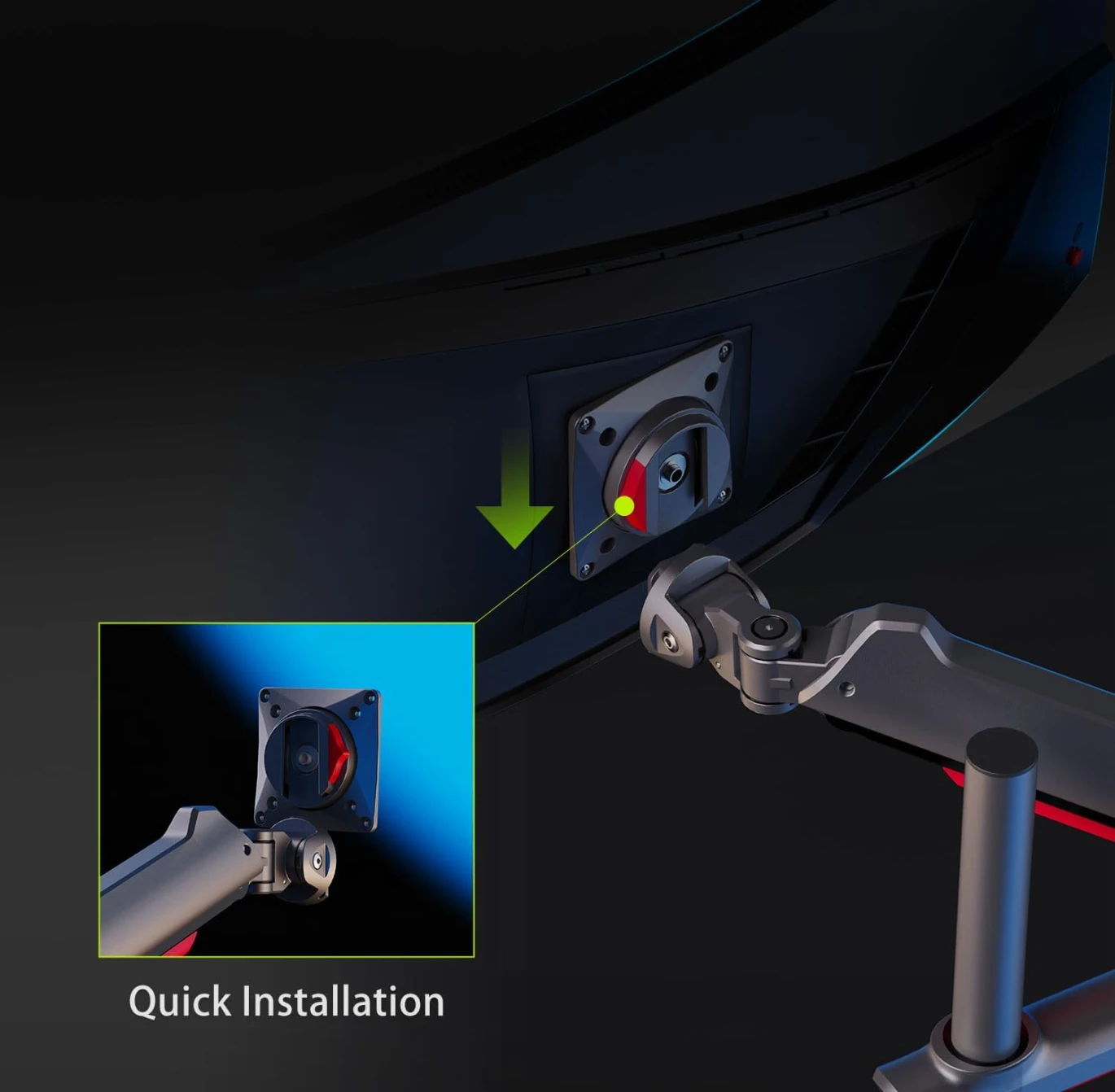 NB North Bayou L70 Gaming Monitor-Arm-Arm RGB Mount-32 بوصة تصل إلى 60 بوصة-Vesa 75/100 مم-حمولة حامل ثقيلة تصل إلى 20 كجم