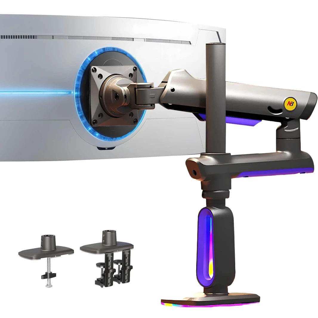 NB North Bayou G80 Gaming Monitor-Arm-Arm RGB Mount-32 بوصة تصل إلى 60 بوصة-Vesa 75/100 مم-حمولة حامل ثقيلة تصل إلى 20 كجم