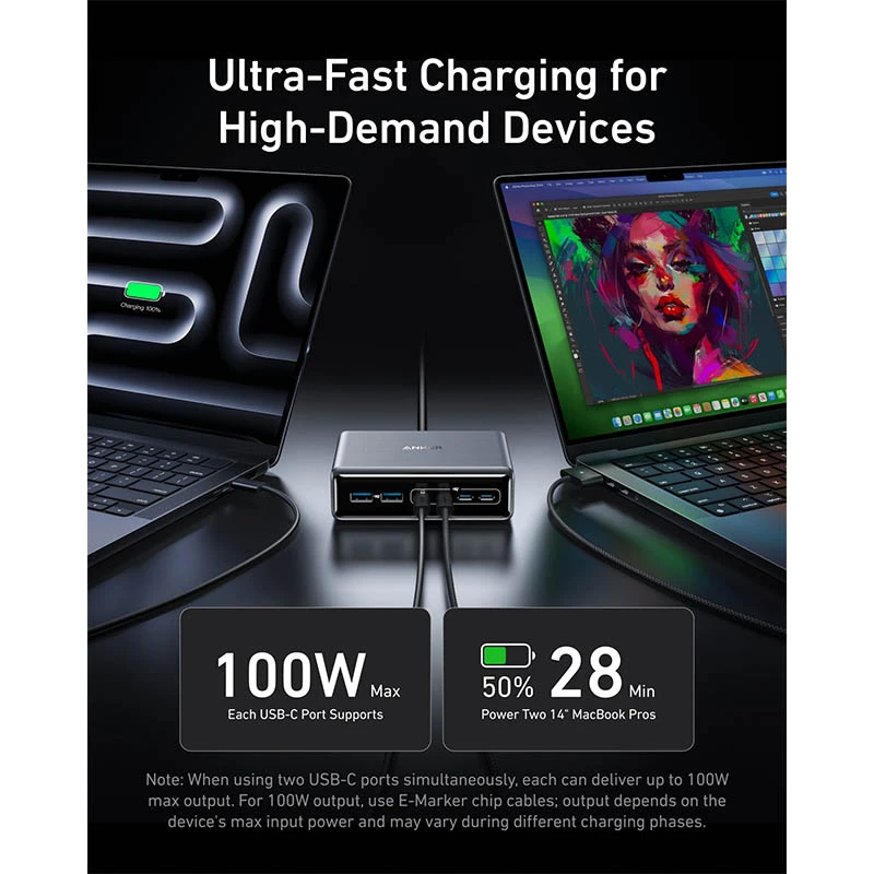 Anker Prime Charger (200W / 6-Ports / GaN) Supercharged Multi-Port Desktop Charging Station [ A2683341 ]