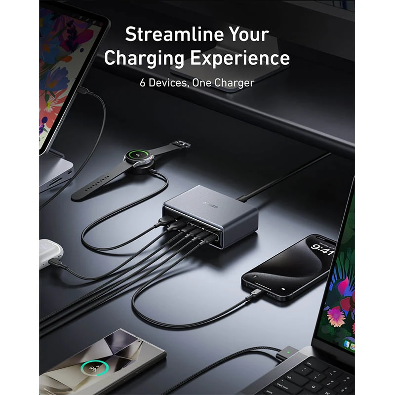 Anker Prime Charger (200W / 6-Ports / GaN) Supercharged Multi-Port Desktop Charging Station [ A2683341 ]