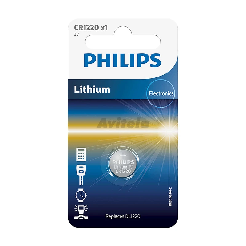 بطاريات زر الخلية الليثيوم Philips CR1220