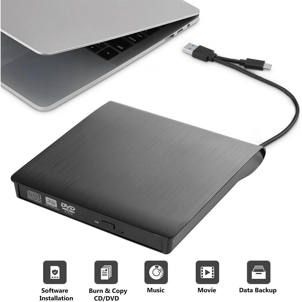 محرك أقراص DVD الخارجي المحمول (USB 3.0 + Type-C) [HI-0301-EDD]