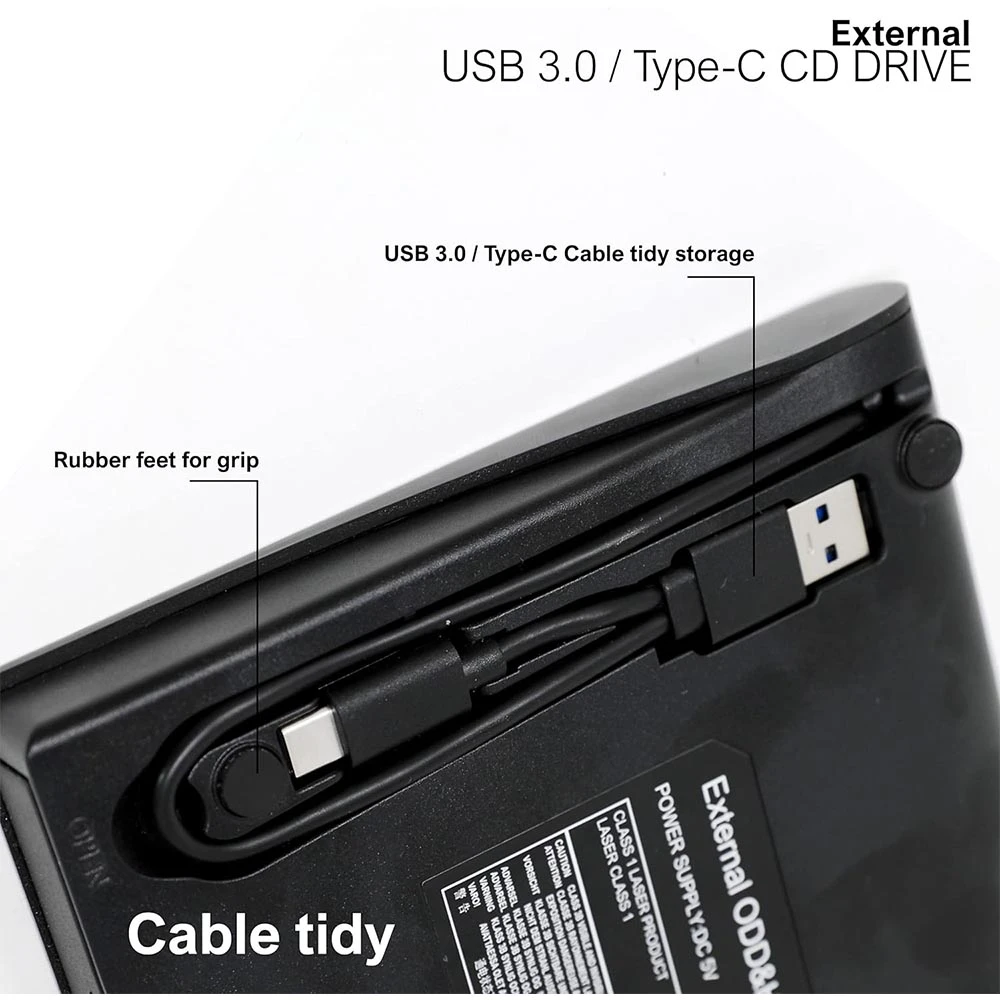محرك أقراص DVD الخارجي المحمول (USB 3.0 + Type-C) [HI-0301-EDD]
