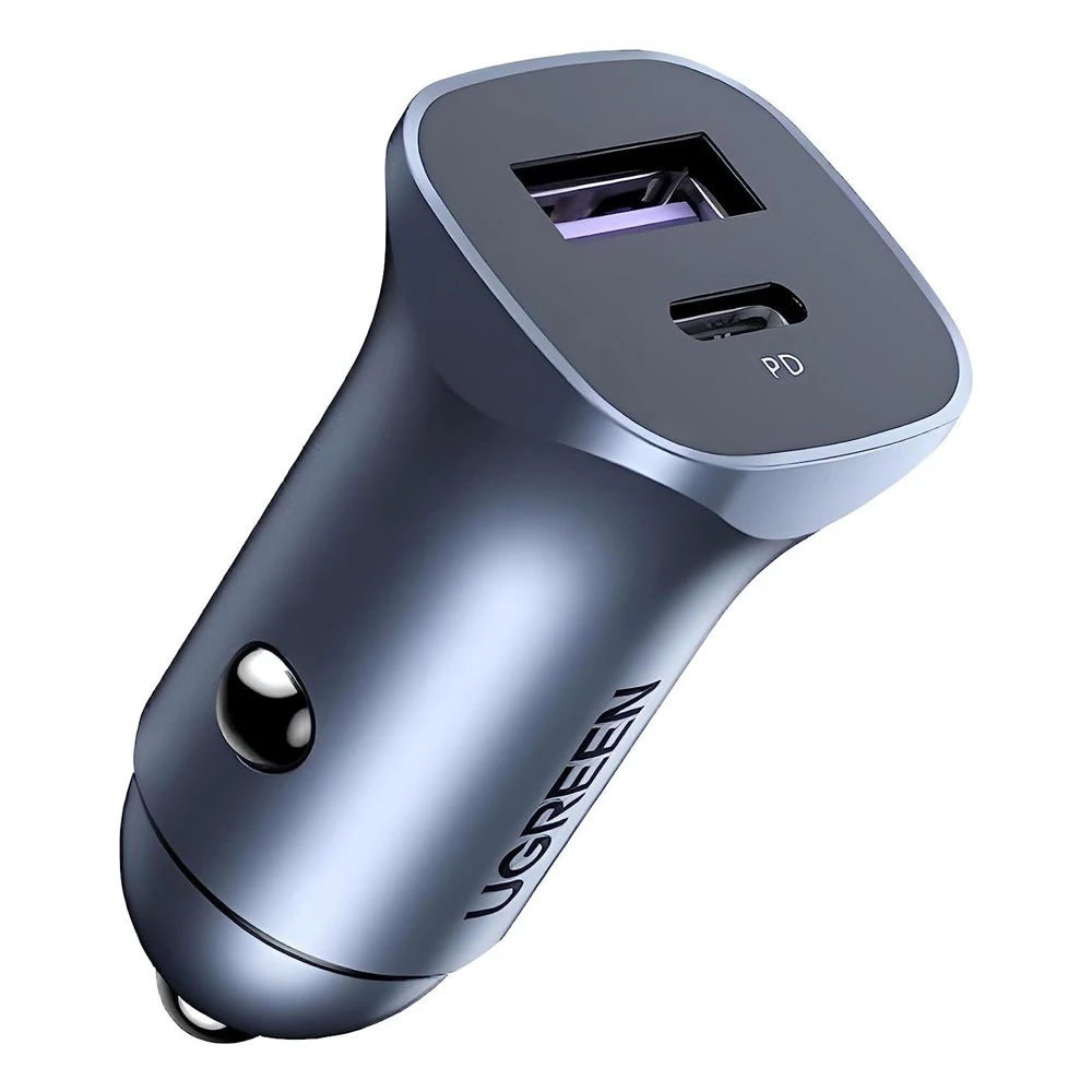 شاحن سيارة منفذ Dual Ugreen (30W / USB-A + USB Type-C / الألومنيوم سبيكة) [CD130 | 40858]
