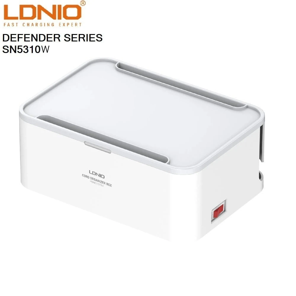 LDNIO 2500W Series Defender Series Strip Management Management Strip (5-Socket / 2-USB / 1-Type-C / 15W شاحن لاسلكي / سلك الطاقة 2M) [SN5310W]