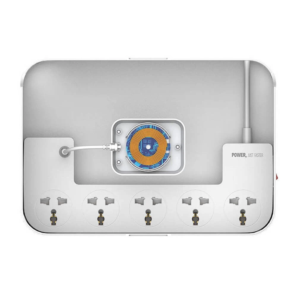 LDNIO 2500W Series Defender Series Strip Management Management Strip (5-Socket / 2-USB / 1-Type-C / 15W شاحن لاسلكي / سلك الطاقة 2M) [SN5310W]
