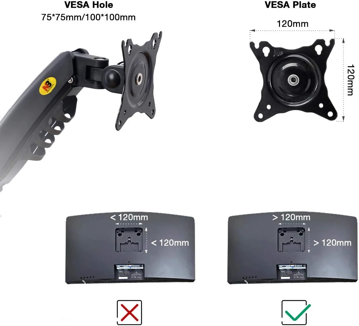 NB North Bayou F160 Dual Monitor Arm مع ربيع الغاز لشراء 17-27 "