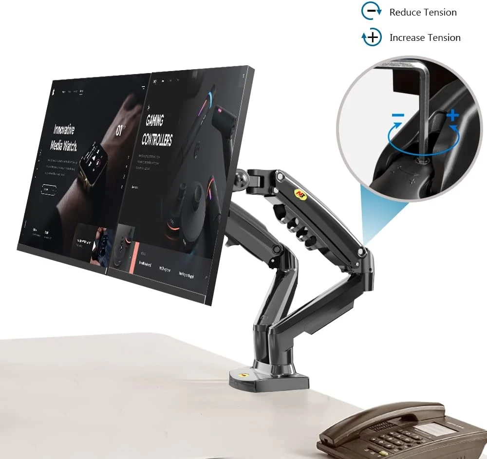 NB North Bayou F160 Dual Monitor Arm مع ربيع الغاز لشراء 17-27 "