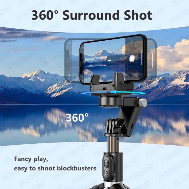 Gimbal Selfie Selfie Stick 360 Tripod قابل للطي مع Remote & Light [Q18]
