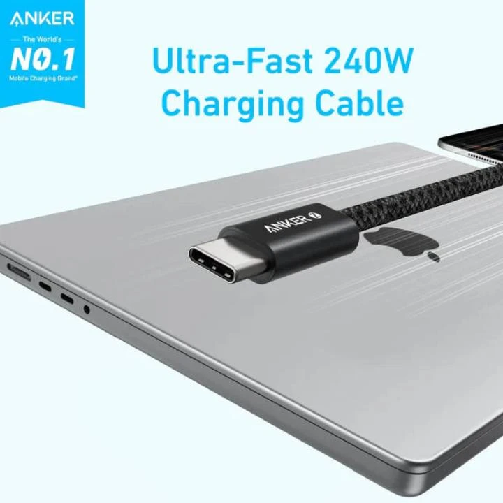 ANKER TYPE-C إلى كابل الشحن السريع فائق الشحن-طوله 6 أقدام-يصل إلى 240 واط-A8060H12