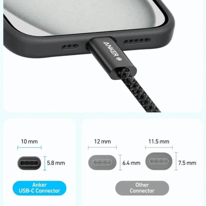 ANKER TYPE-C إلى كابل الشحن السريع فائق الشحن-طوله 6 أقدام-يصل إلى 240 واط-A8060H12