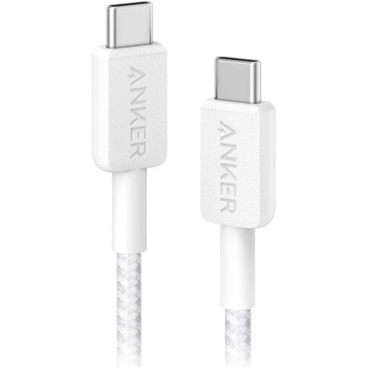 Anker type-C to type-C braided ultra fast charging cable – 3 ft length – up to 240W – white – A81D5H21
