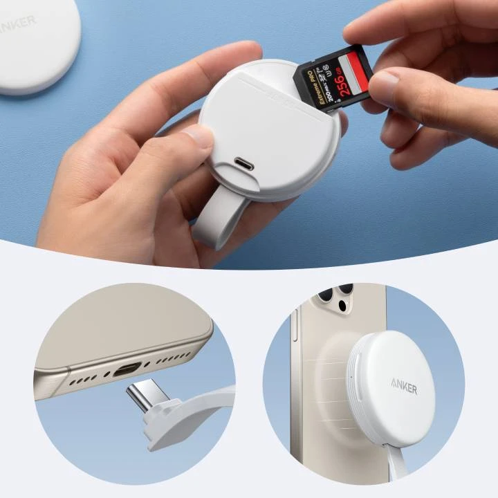 Anker Maggo Magnetic SD و TF Reader-لـ iPhone 15 أو الأحدث (USB-C)-A83D1