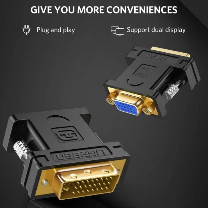 Ugreen DVI إلى محول VGA ، DVI-I 24+5 ذكر إلى محول أنثى VGA-20122