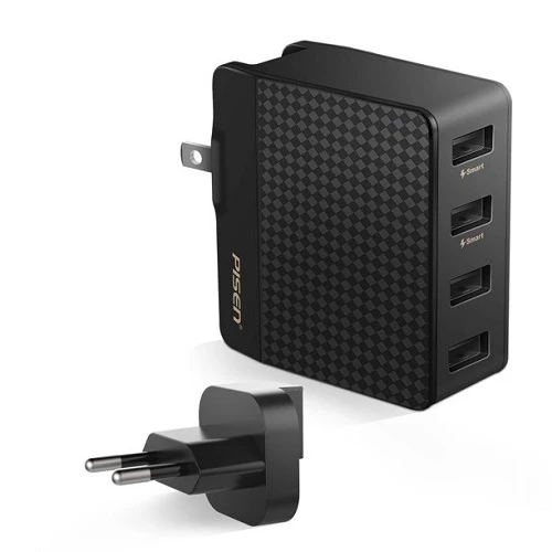 PISEN TS-C085 4 منافذ USB شاحن USB EU و UK Plug Smart Charger