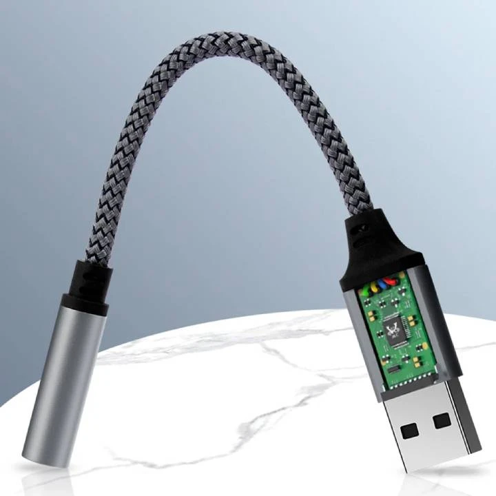 كابل محول بطاقة الصوت الخارجي USB-USB-A إلى مقبس واحد 3.5 مم