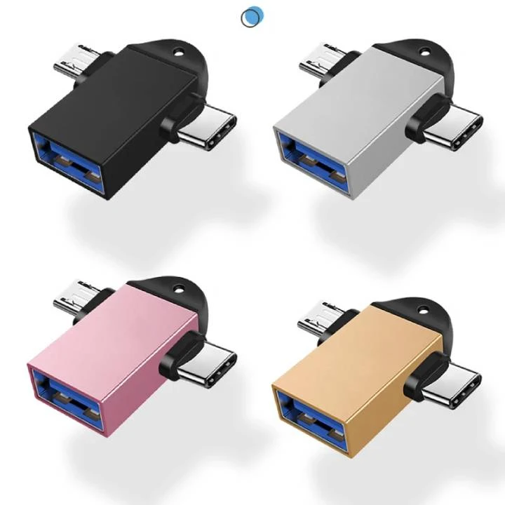 محول OTG مع موصلات Type-C و Micro-USB