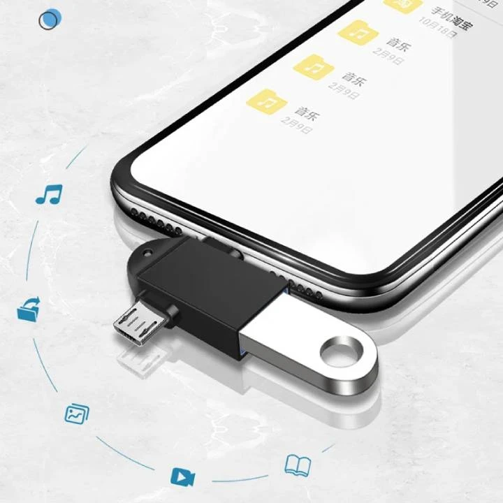 محول OTG مع موصلات Type-C و Micro-USB