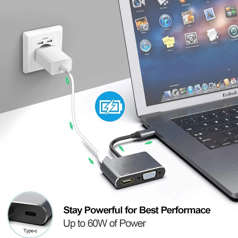 محول USB Type-C إلى (HDMI / VGA / USB / Type-C Charger)