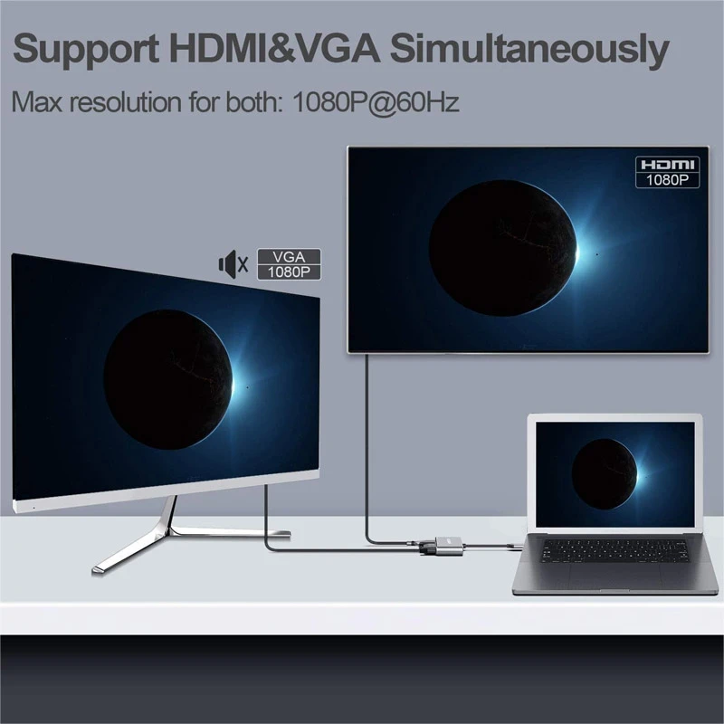 محول USB Type-C إلى (HDMI / VGA / USB / Type-C Charger)
