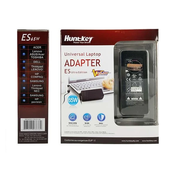 HuntKey Universal Laptop Charger  Adapter Ultra Edition 65W ( 18.5 – 20V ) HKA06519533-8J