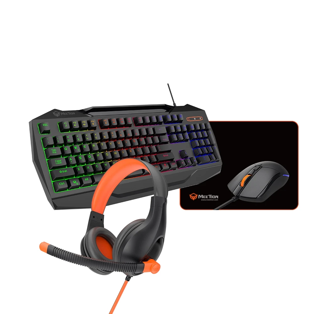 Meetion C490 Gaming Kit 4IN1 Mouse ، 3.5 Jacked سماعات الرأس ، وسادة الماوس ، ولوحة المفاتيح