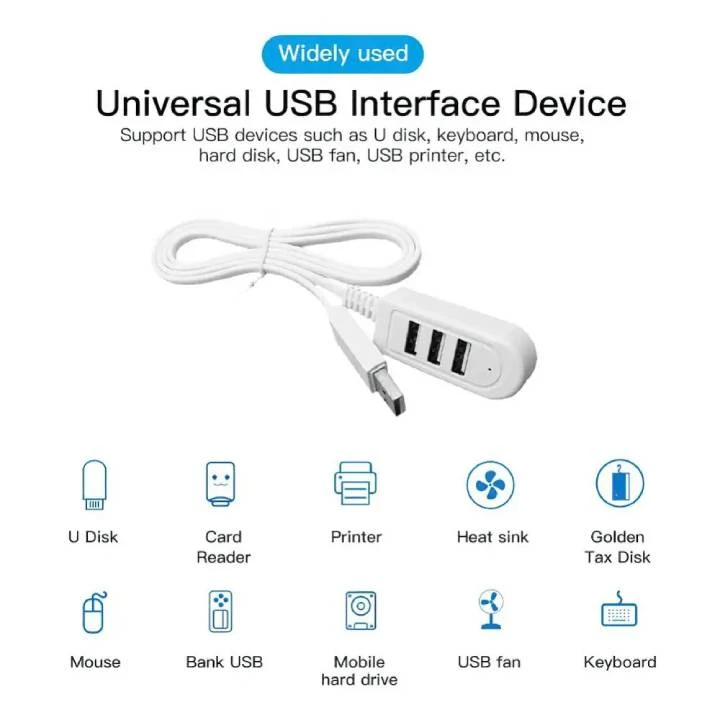 USB HUB with 3xUSB-A 2.0 Ports – 1.2M cable length