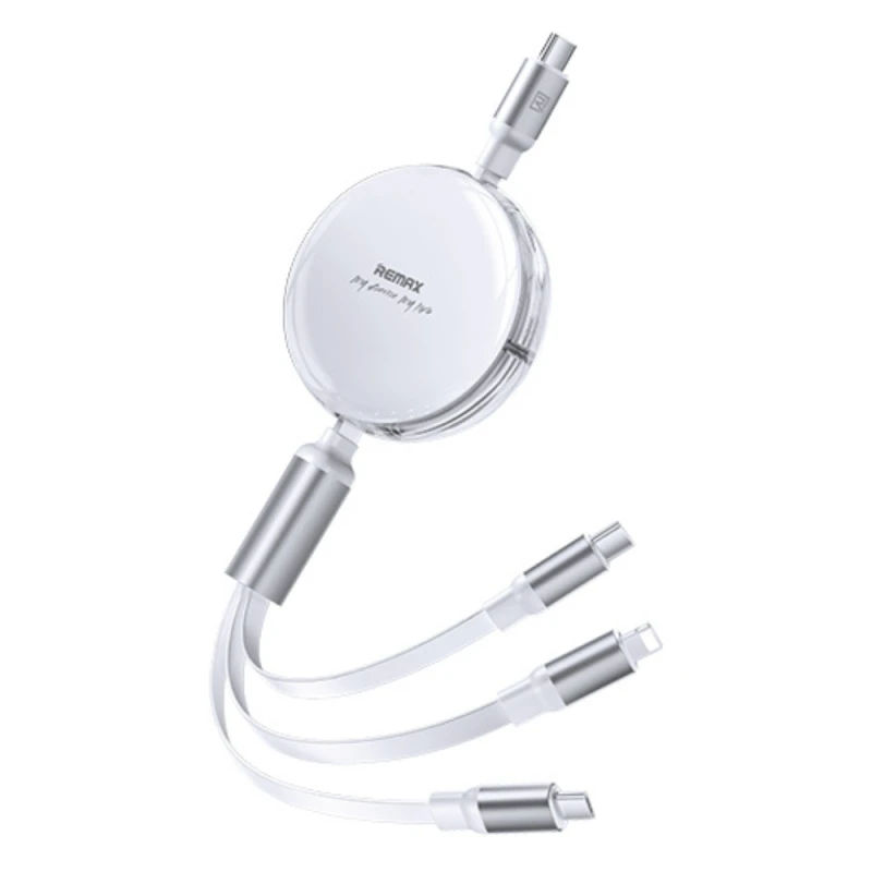Remax Drip Series 100W قابلة للسحب 3 في 1 شحن سريع 120 سم RC-C182-(USB إلى iPhone ، النوع C ، Micro)