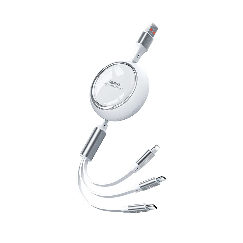 Remax Drip Series 66W قابلة للسحب 3 في 1 شحن سريع 120 سم RC-C029 (USB إلى iPhone ، النوع C ، Micro)