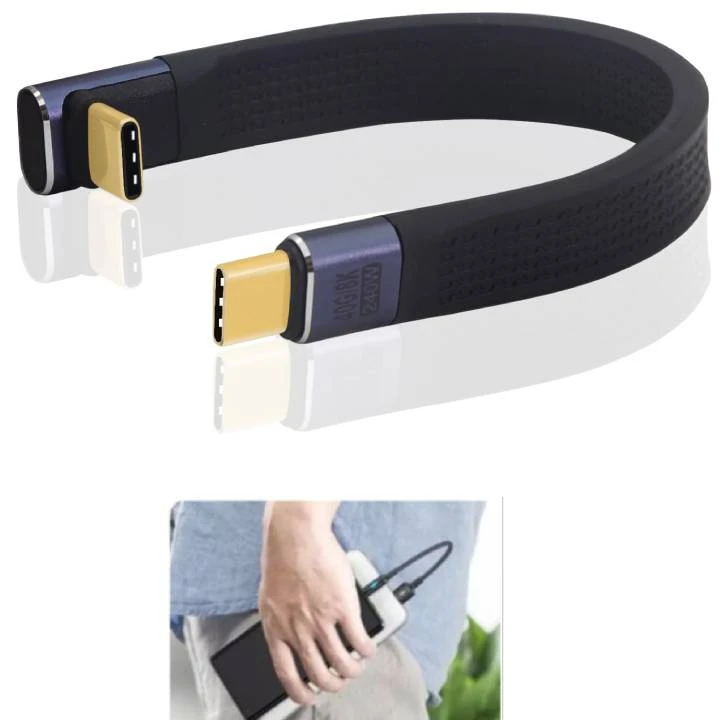 Type-C to type-C Short Cable-طوله 14 سم-Thunderbolt 3-نقل سرعة يصل إلى 40 جيجابايت-حتى 240 واط شحن سريع