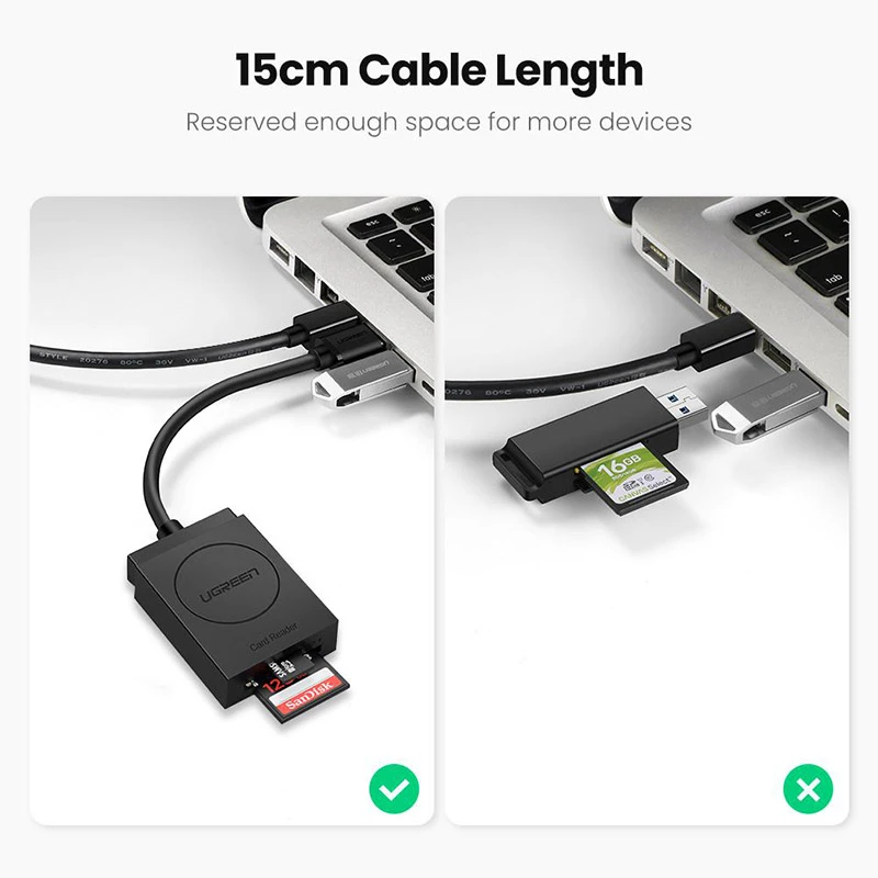 Ugreen 2-in-1 USB-3.0 (SD / TF MicroSD) قارئ [CR127 / 20250]