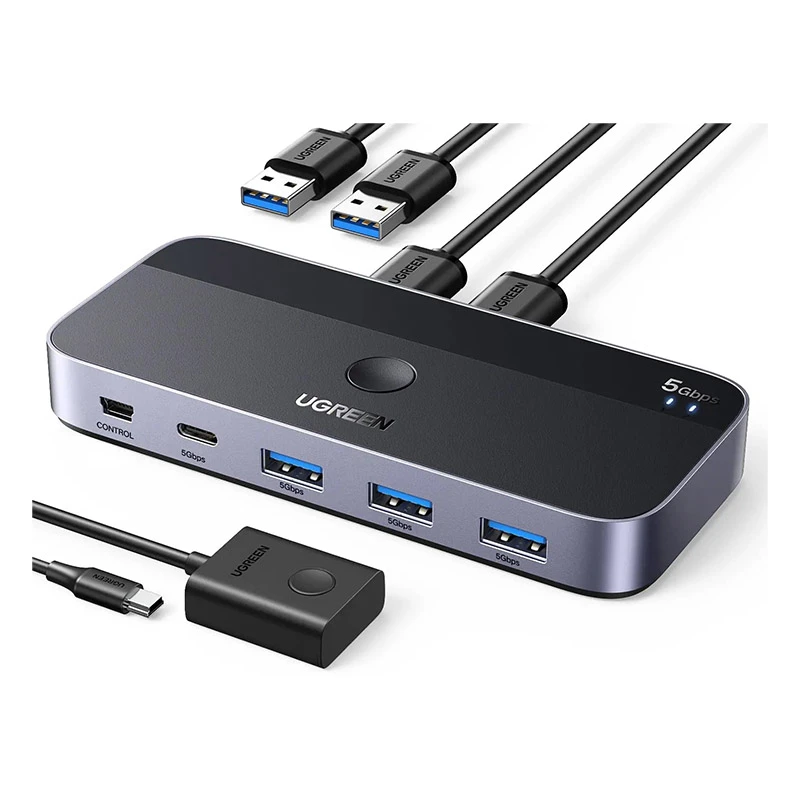 UGREEN USB 3.0 مشاركة مفتاح (2 X PC // 4 X مشاركة أجهزة USB C & A) [CM662 / 15705]