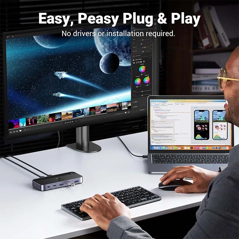 UGREEN USB 3.0 مشاركة مفتاح (2 X PC // 4 X مشاركة أجهزة USB C & A) [CM662 / 15705]