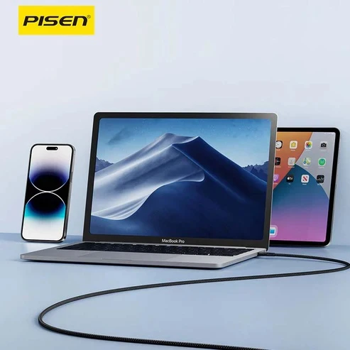 PISEN TYPE-C TO C 60W CABLE PLADINUM LOMED-طول 1M-CC-PD12-1000-أحمر