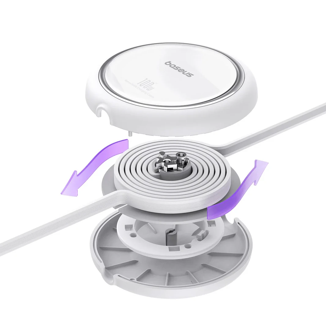 Baseus Free2Draw Mini Retractable 1m USB-C To USB-C 100W Cable White P10364500211
