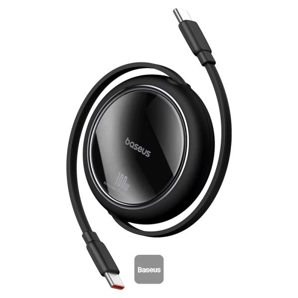 BASEUS FREE2DRAW MINI قابلة للسحب 1M USB-C إلى USB-C 100W كابل أسود P10364500111