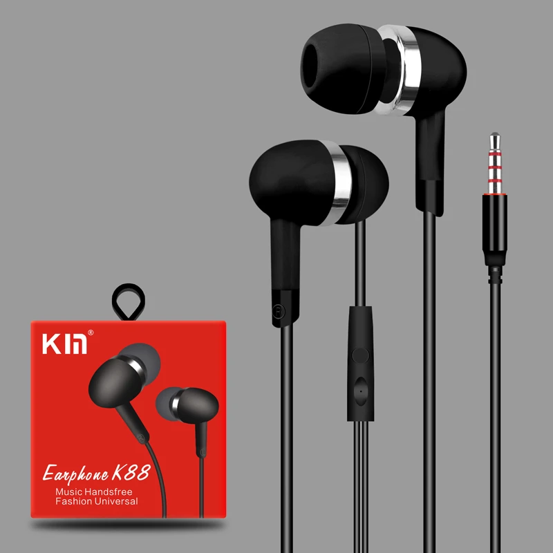 KM - K88 in - Ear 3.5mm earphone {10mm Size Size // 130 cm lecl}