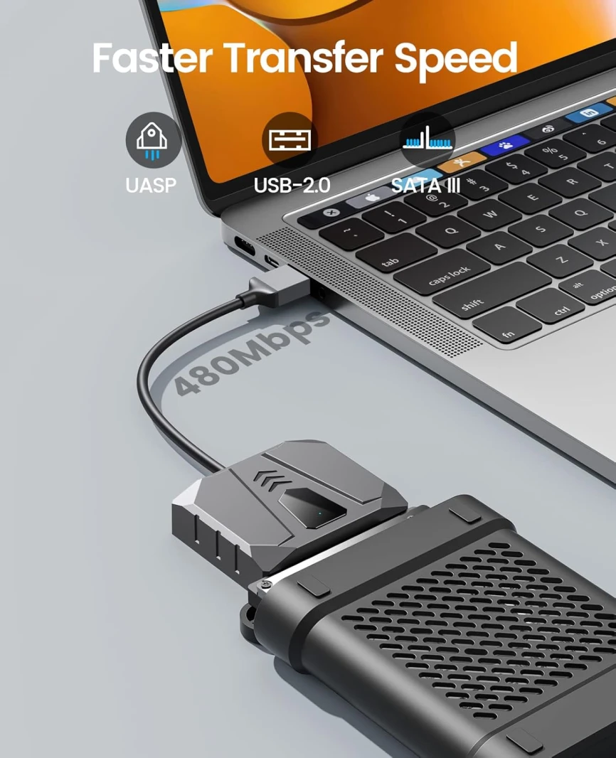 محول Orico UTS2-3A SATA HDD/SSD 3.5 ″/2.5 ″ إلى USB 3.0 مع منفذ طاقة النوع C ، طول الكابل: 1M