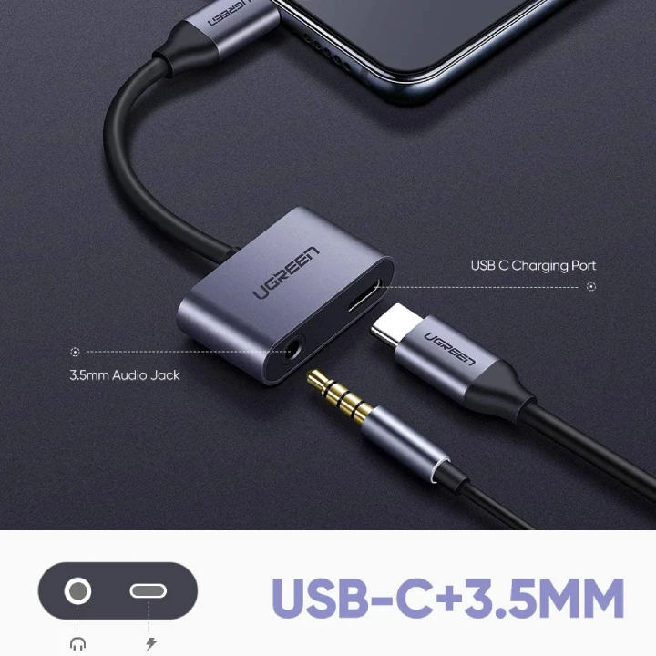 UGREEN USB-C إلى محول AUX و USB-C 3.5 مم-50596