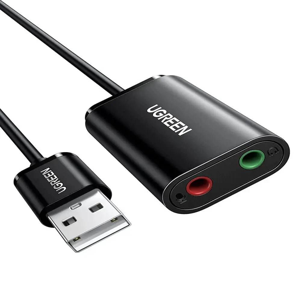 Ugreen USB إلى AUX 3.5mm (2 jack) محول بطاقة صوت الاستريو الخارجي - 30724