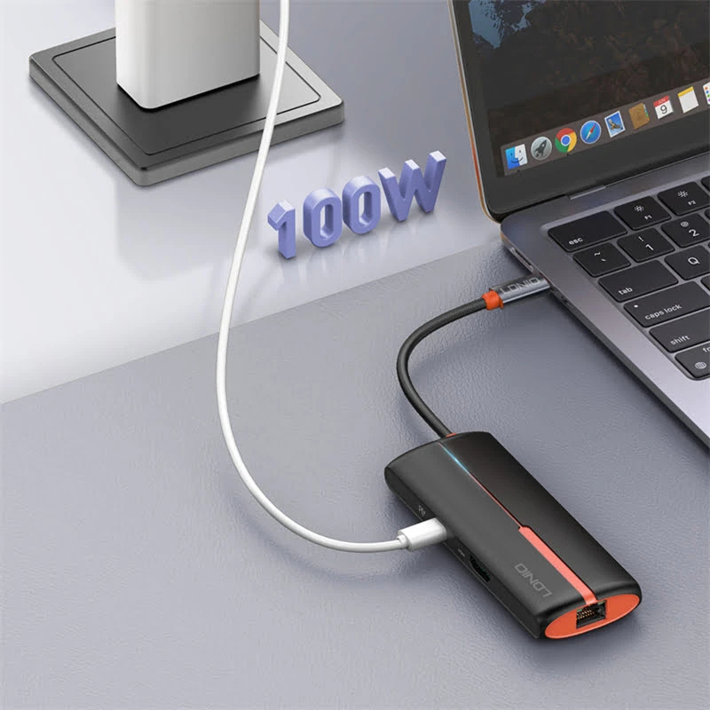 Ldnio DS-26H 6 في 1 (النوع C PD ، HDMI ، USB 3.0 ، RJ45) محطة الإرساء