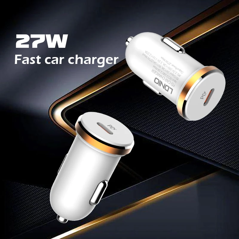LDNIO 27W MINI SIZE USB -C FAST CAR ACRGER [C22Q] نوع الكابل -C 1M متضمن