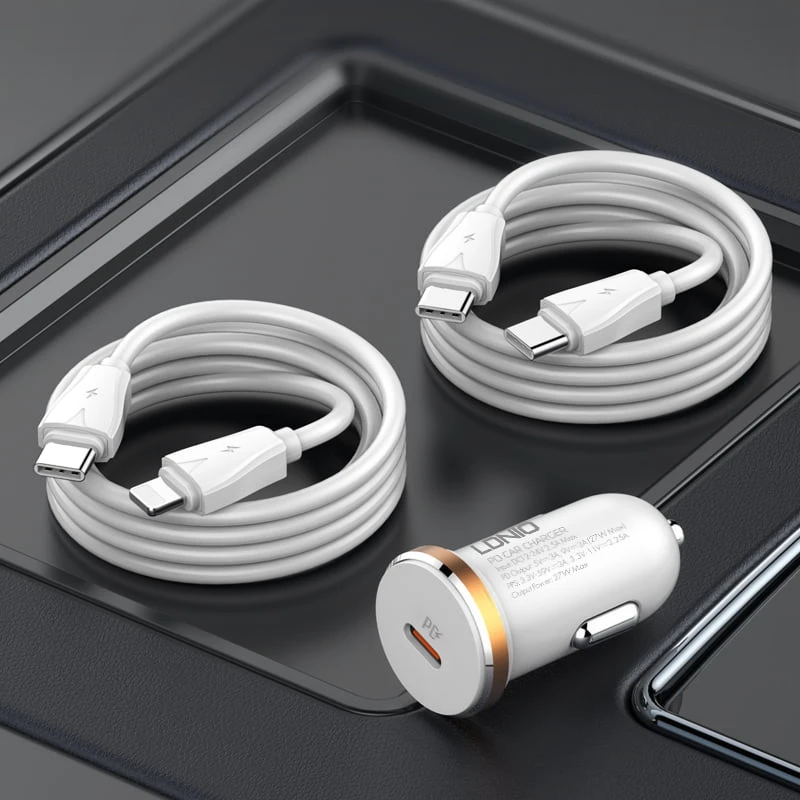 LDNIO 27W MINI SIZE USB -C FAST CAR ACRGER [C22Q] نوع الكابل -C 1M متضمن