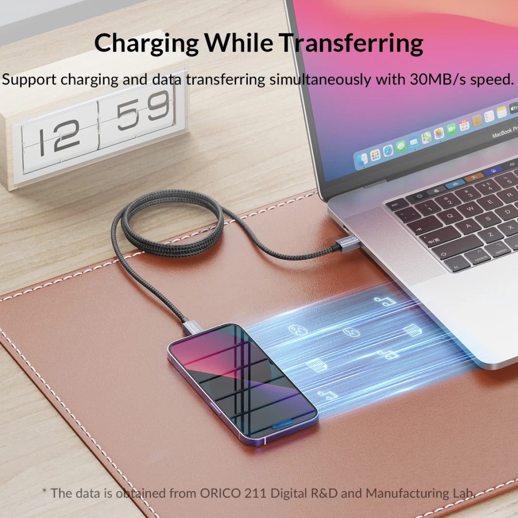 Orico USB-A إلى Lightning iPhone 12W كابل 1M-GQA12