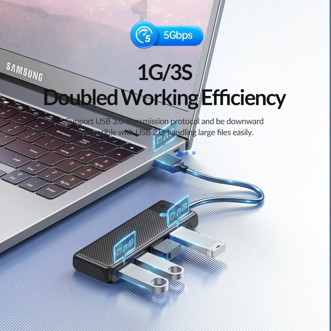 Orico USB-A HUB PW Series to (4 × USB-A 3.0 / Black) [PAPW4A-U3]