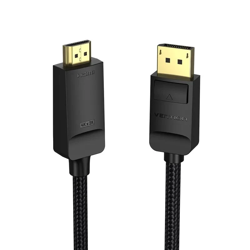 Vention Cotton مضفر 4K DP إلى HDMI 1.5M أسود - HFKBG