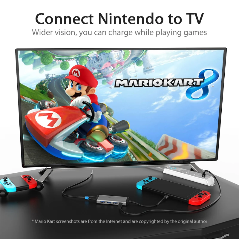 Vention Multi Port 5 in 1 C station concking محطة USB C Hub Type-C إلى HDMI/USB3.0*3-[CNBHB]
