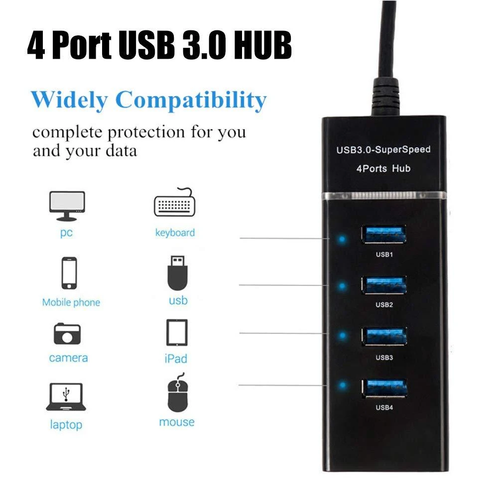 USB HUB 3.0 {4 منافذ // 30 سم كابل Lentgh // جودة جيدة} [303]