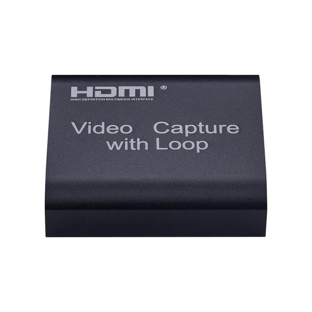 بطاقة التقاط الرسومات الخارجية HDMI إلى USB 2.0 4K إدخال FHD (1080p / 30 إطارًا في الثانية) / مربع مسجل الفيديو للبث المباشر / المحول الرقمي / HDMI / التقاط الفيديو مع حلقة Out